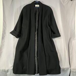 International Scene Coat Womens Small 5/6 Black Long Shawl Collar Lined Overcoat